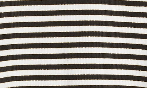 Wit & Wisdom Stripe Mock Neck Rib Top In Black/off White