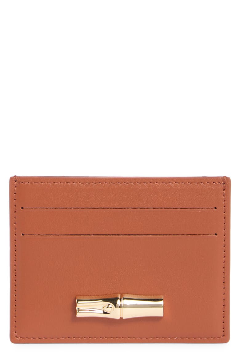 Le Roseau Leather Card Case, Main, color, BARK