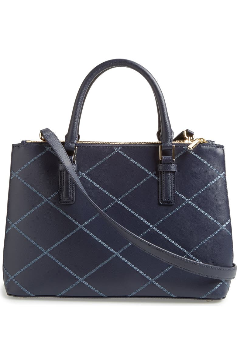 Tory Burch 'Mini Robinson' Double Zip Saffiano Leather Tote, Alternate, color,