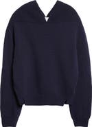 Victoria Beckham V-Neck Yoke Detail Merino Wool & Cashmere Sweater