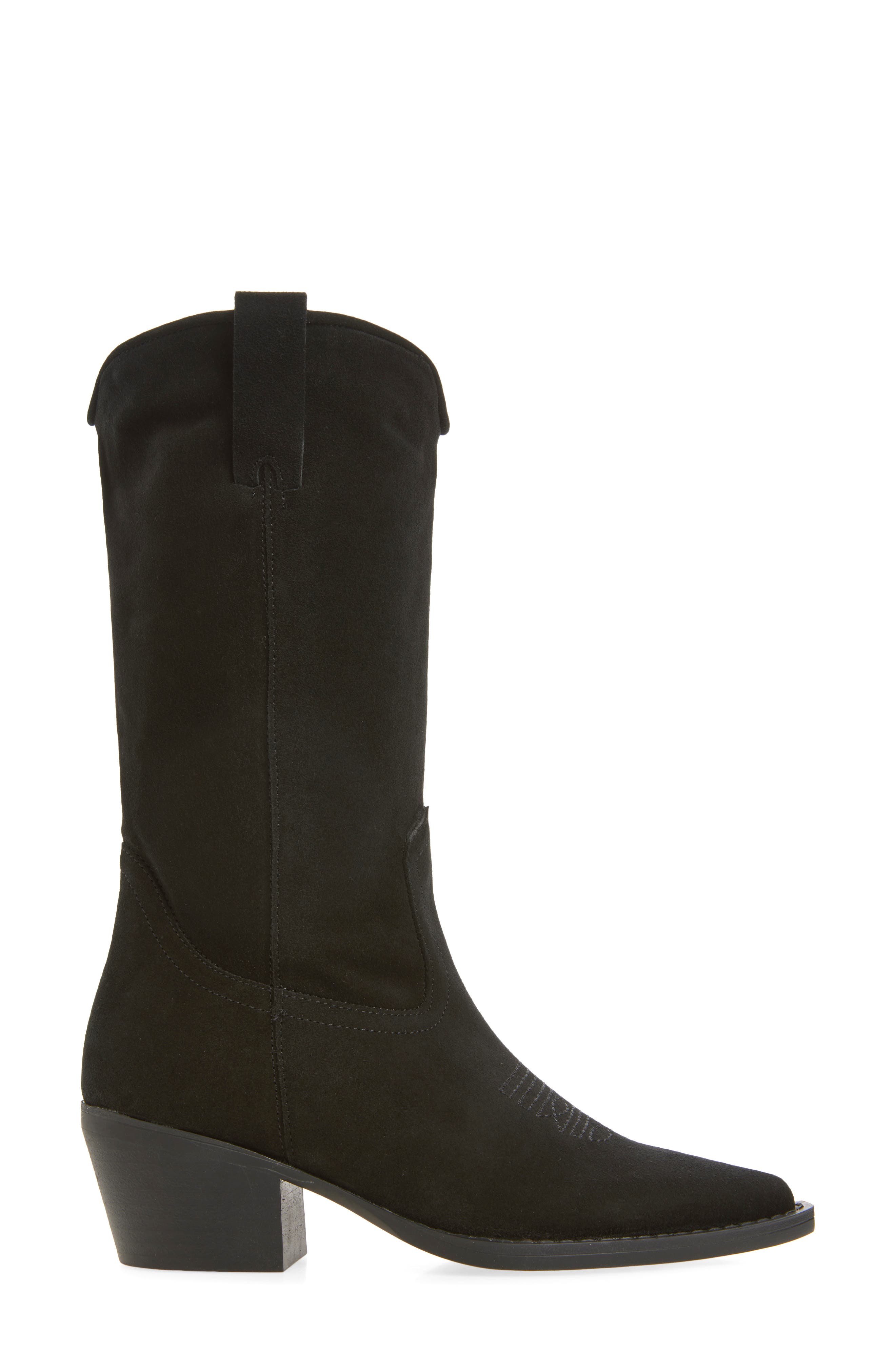 Steve Madden Anslee Western Boot, Alternate, color, Black Suede