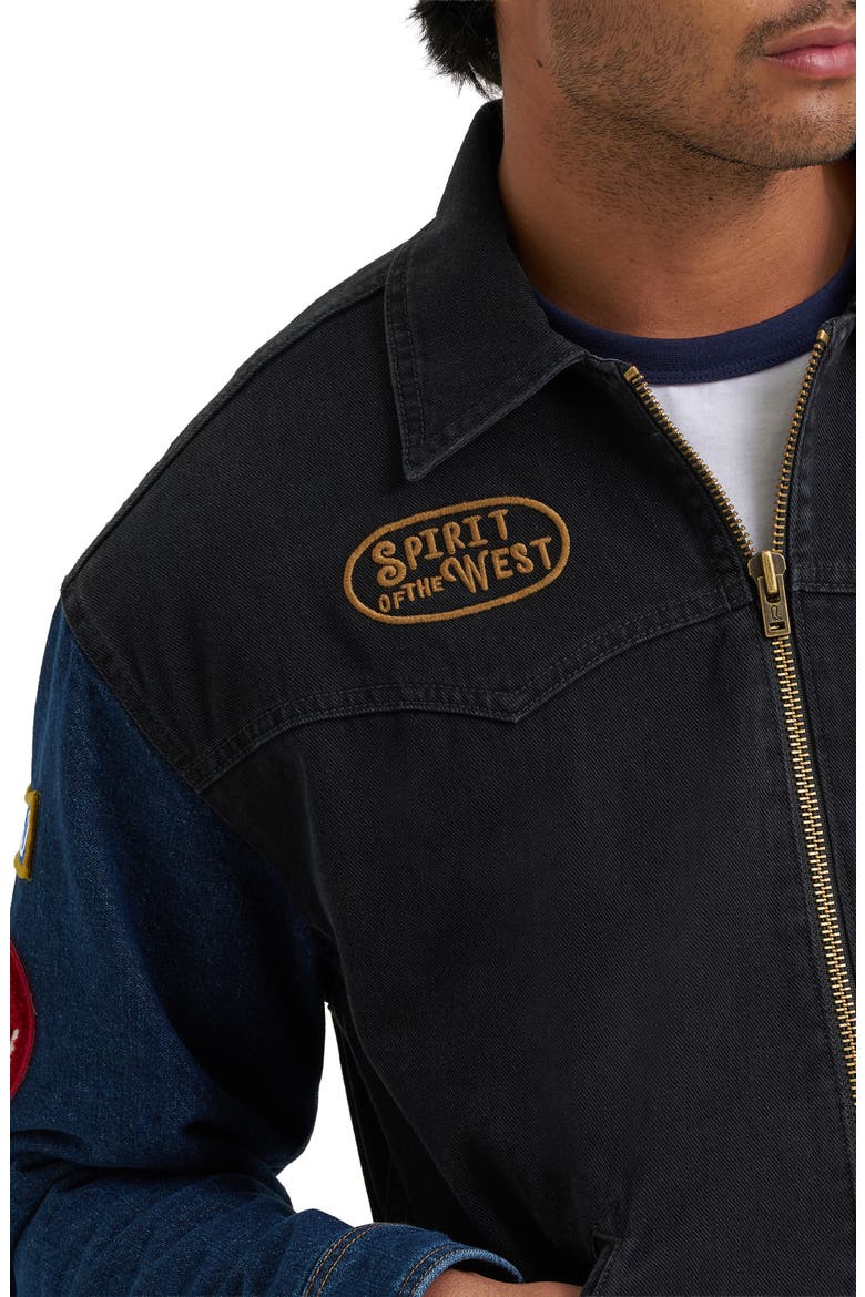 Colorblock Denim Jacket, Alternate, color, BLACK MORNING WASH