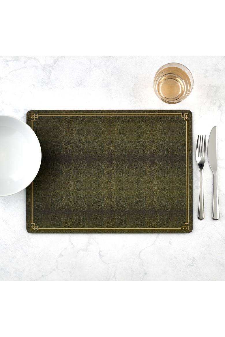 Shagreen Leather Set of 4 Cork Back Placemats, Alternate, color, Green