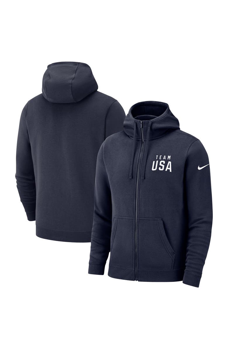 Nike Men's Nike Navy Team USA Club Fleece Full-Zip Hoodie, Alternate, color, 