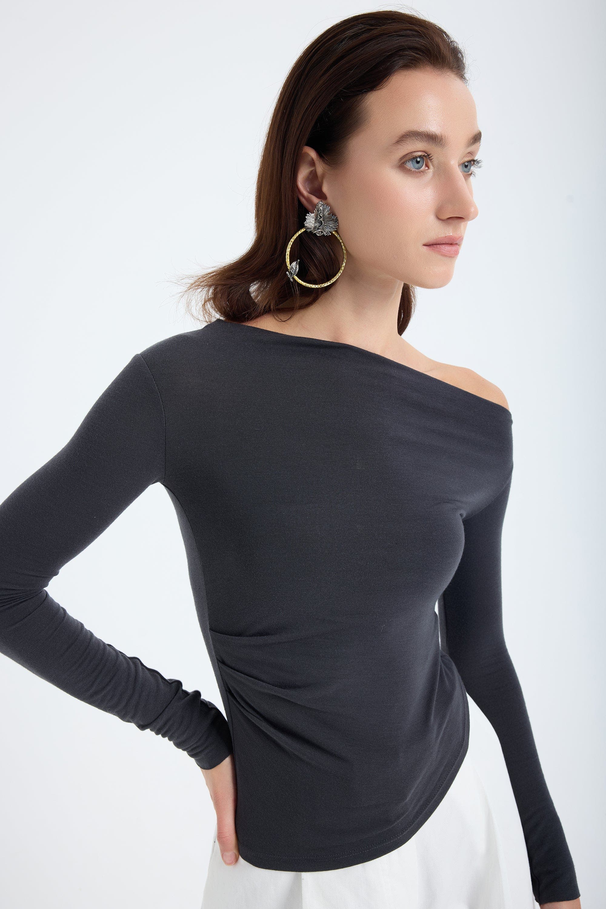 Aura One Shoulder Draped Top - image 2