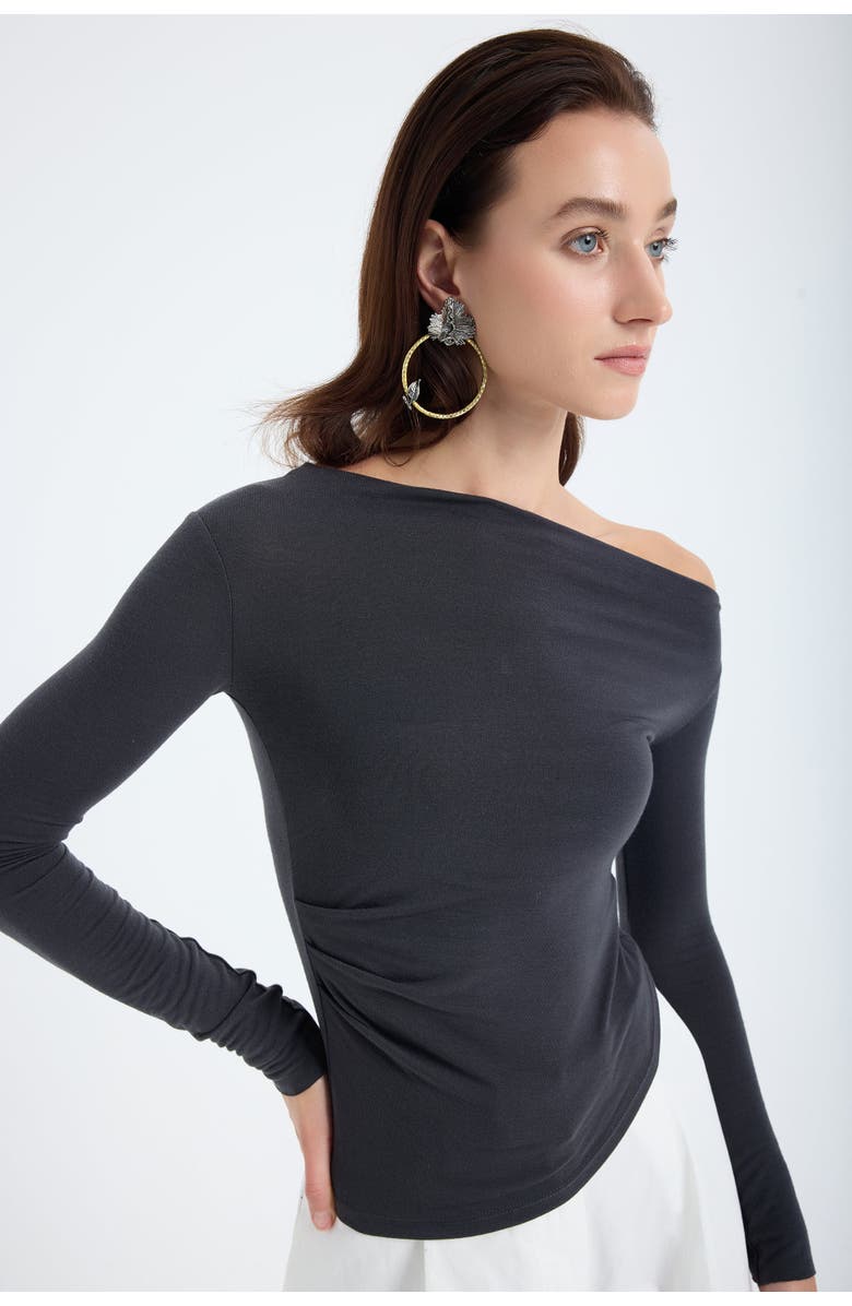 Monlicia Aura One Shoulder Draped Top, Alternate, color, Grey