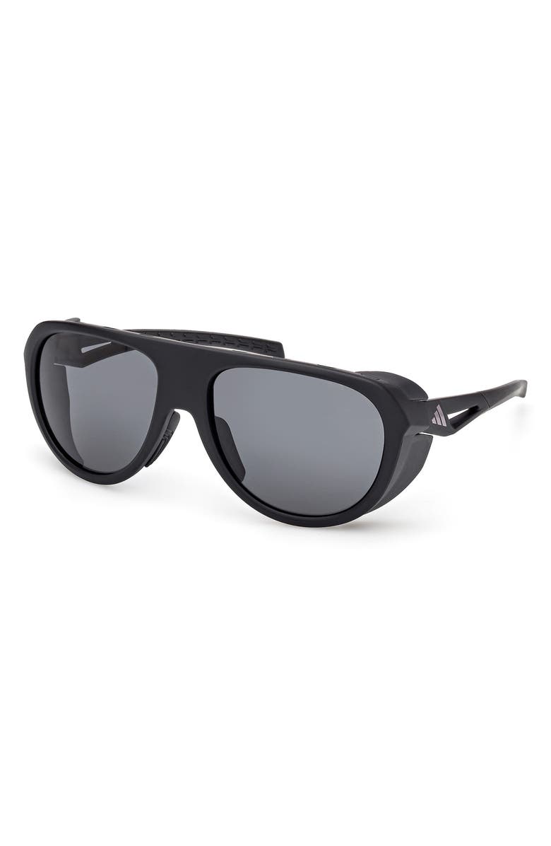 adidas 60mm Pilot Sunglasses, Alternate, color, Matte Black / Smoke