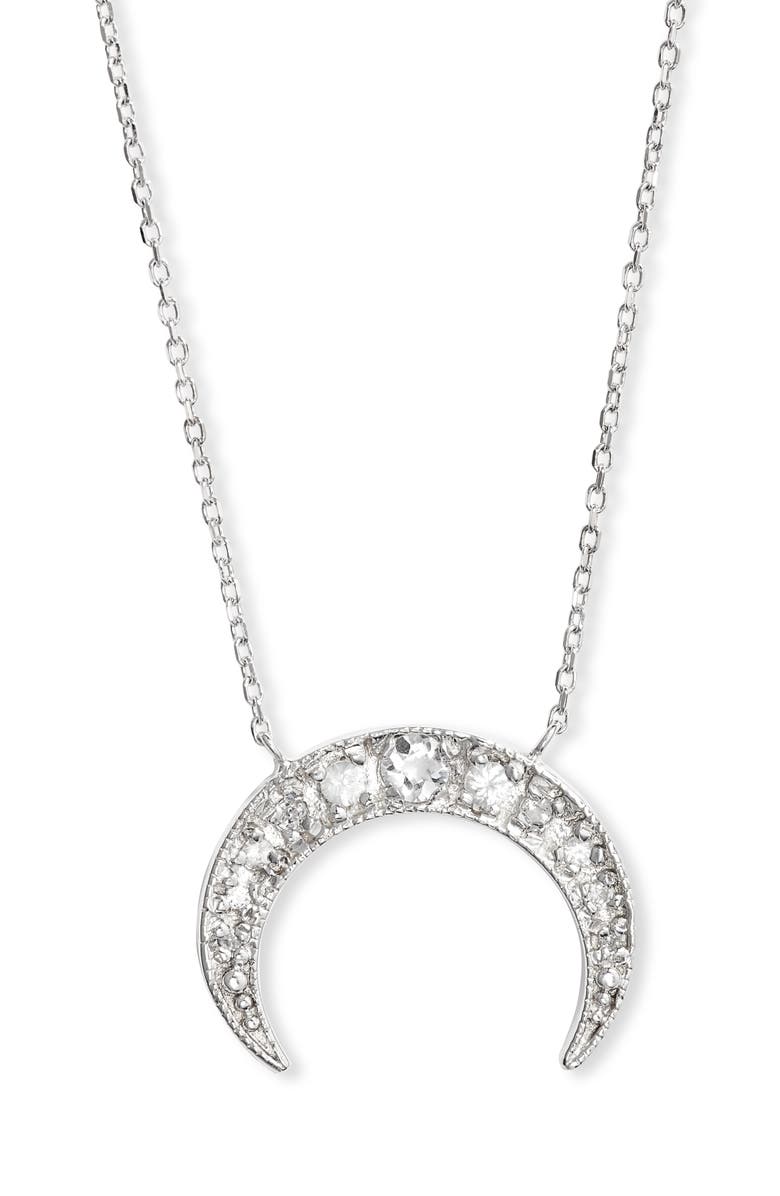 Anzie White Sapphire Crescent Moon Pendant Necklace, Main, color, 