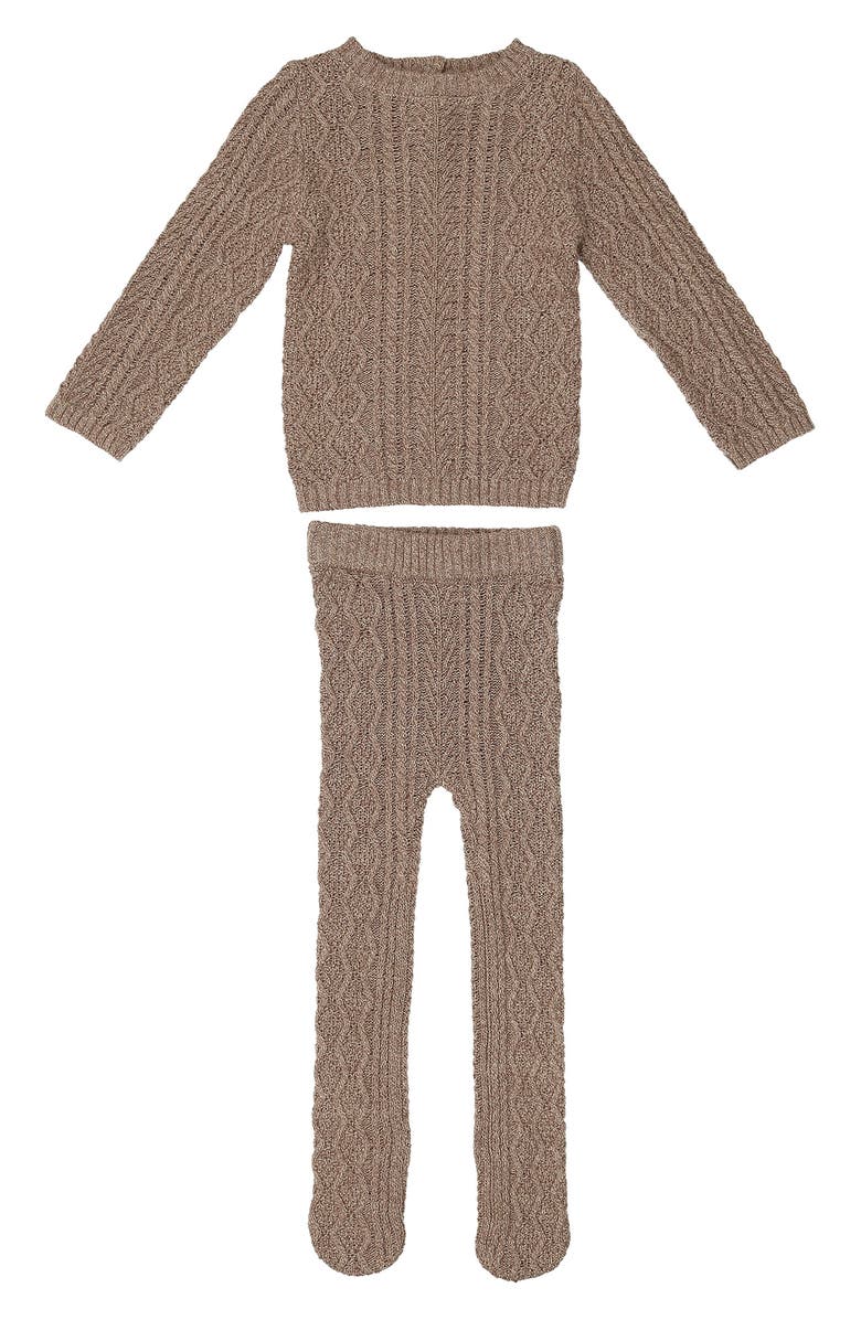 Manière Marled Cable Knit Long Sleeve Top & Pants Set, Main, color, 