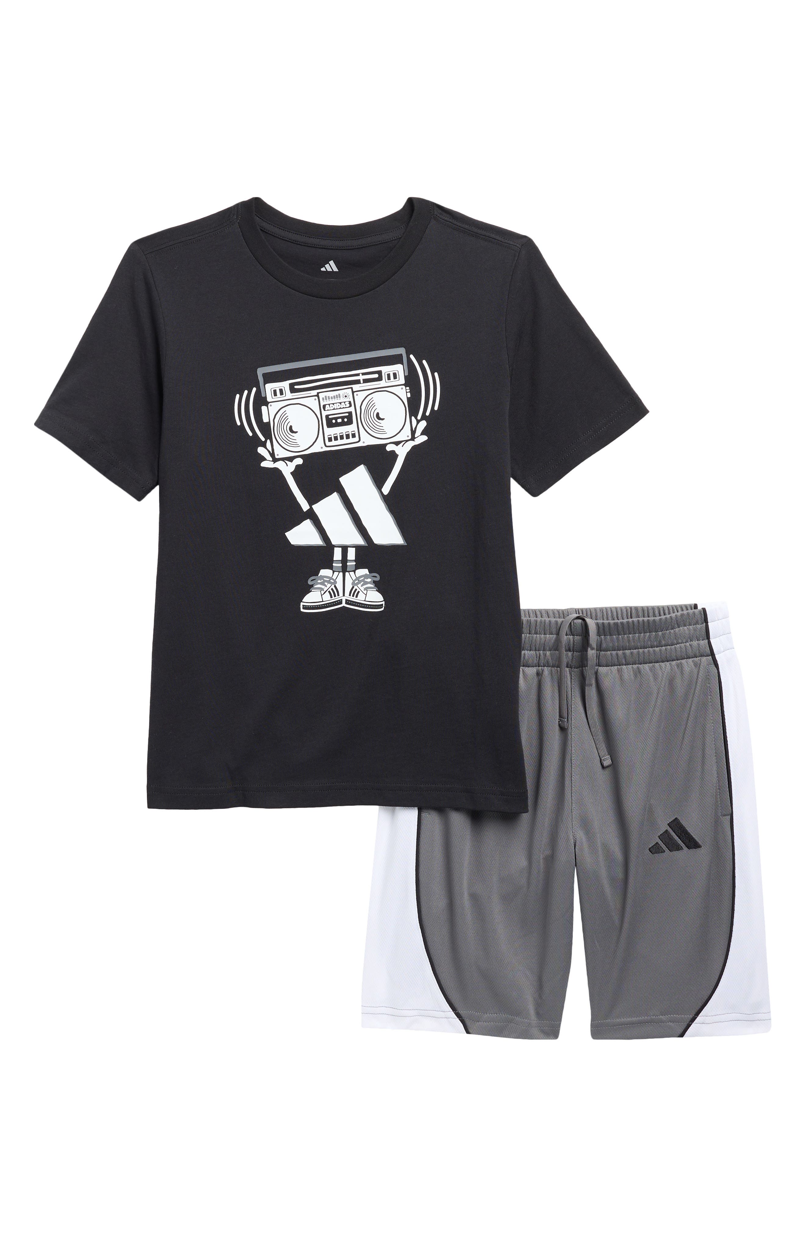 adidas Kids' 3-Stripes T-Shirt & Mesh Shorts Set
