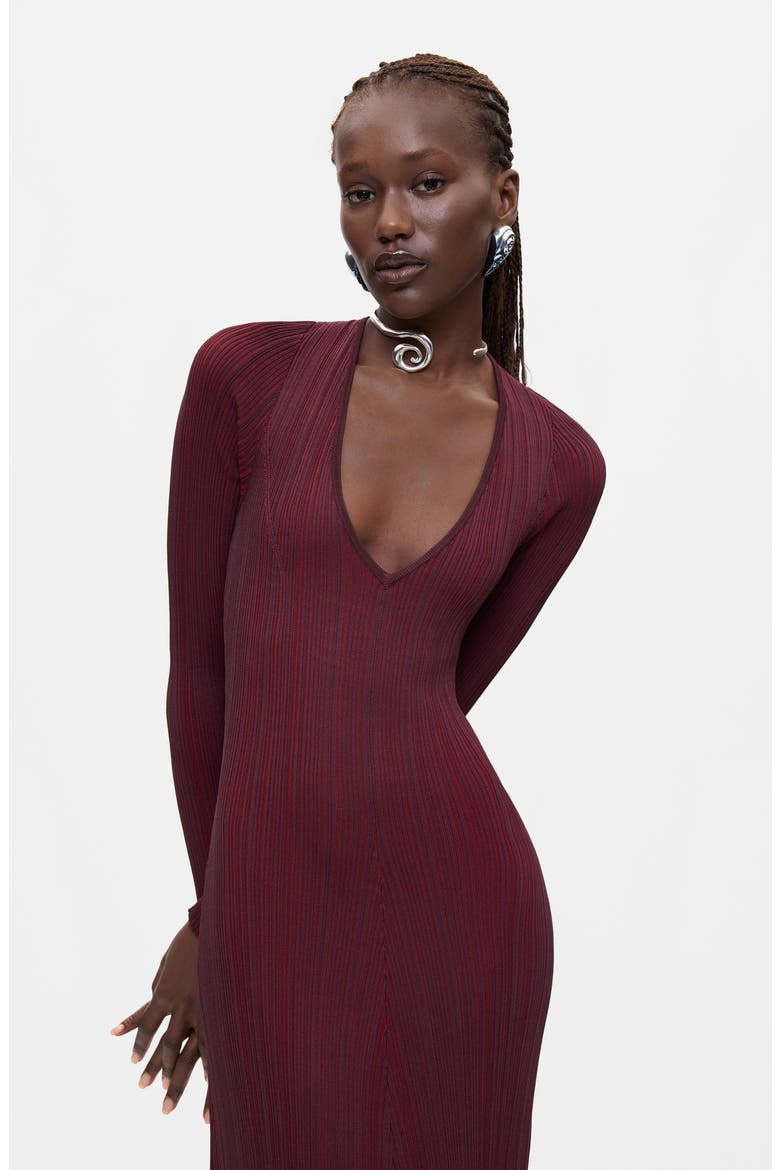 Long Sleeve Ribbed Knit Dress, Alternate, color, MEDIUM BEIGE