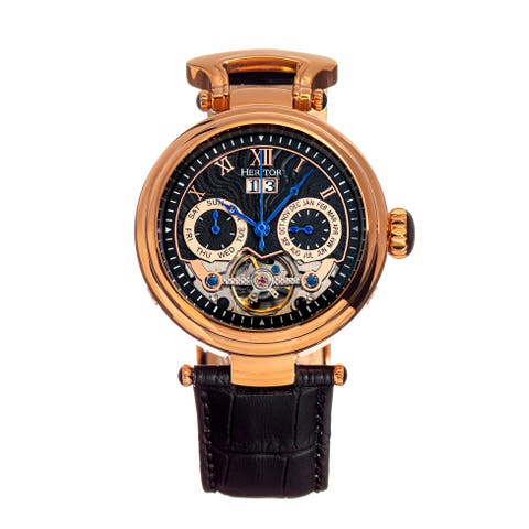 Ganzi Semi-Skeleton Leather-Band Watch