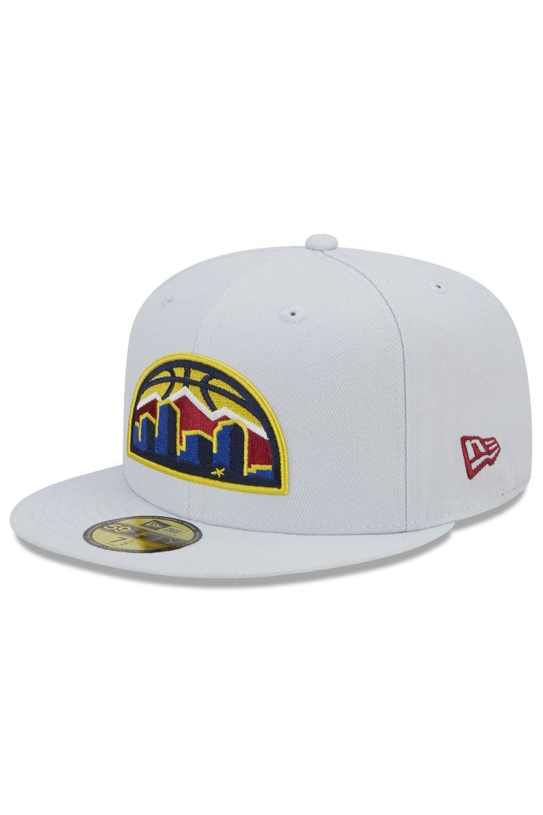 Men's New Era Gray Denver Nuggets 2022/23 City Edition Alternate Logo 59FIFTY Fitted Hat, Main, color, Black