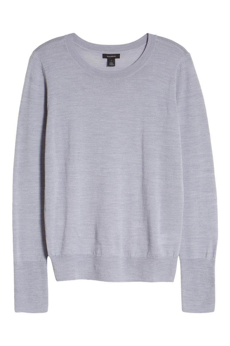 Crewneck Merino Wool Blend Sweater, Alternate, color, GREY HEATHER