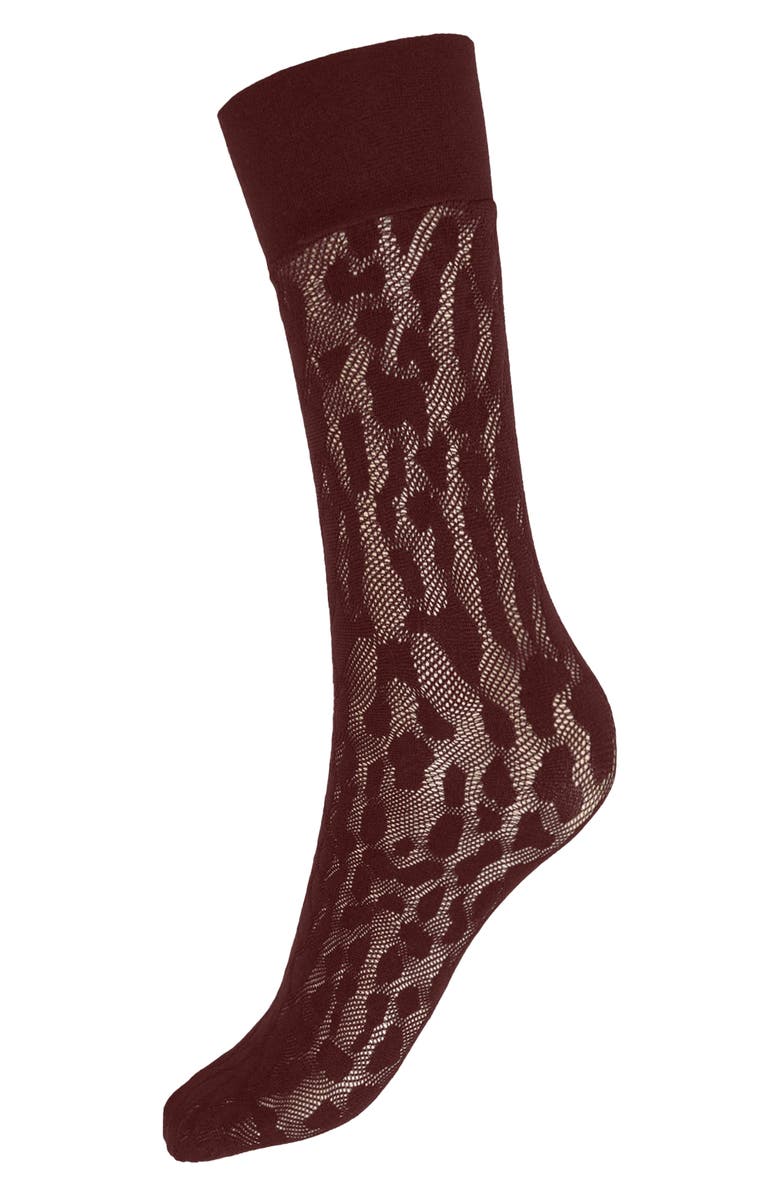 Wolford Reptile Knit High Socks, Alternate, color, Mahogany