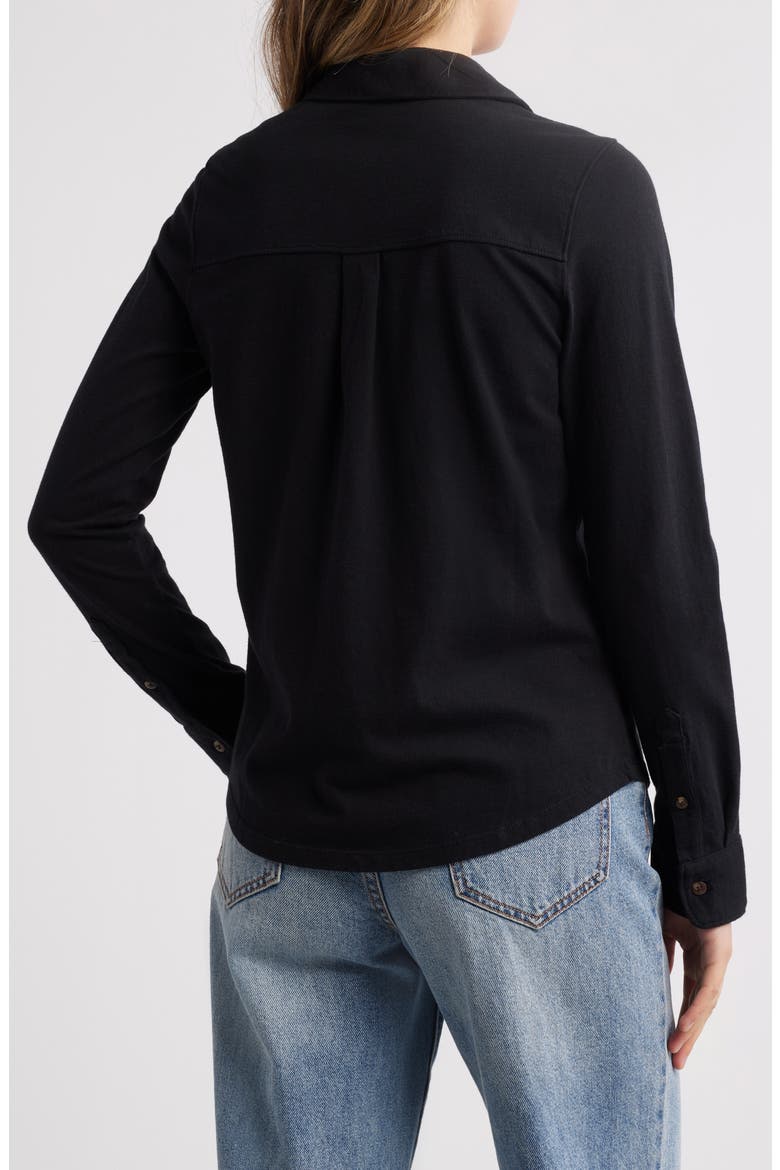Knit Button-Up Shirt, Alternate, color, BLACK