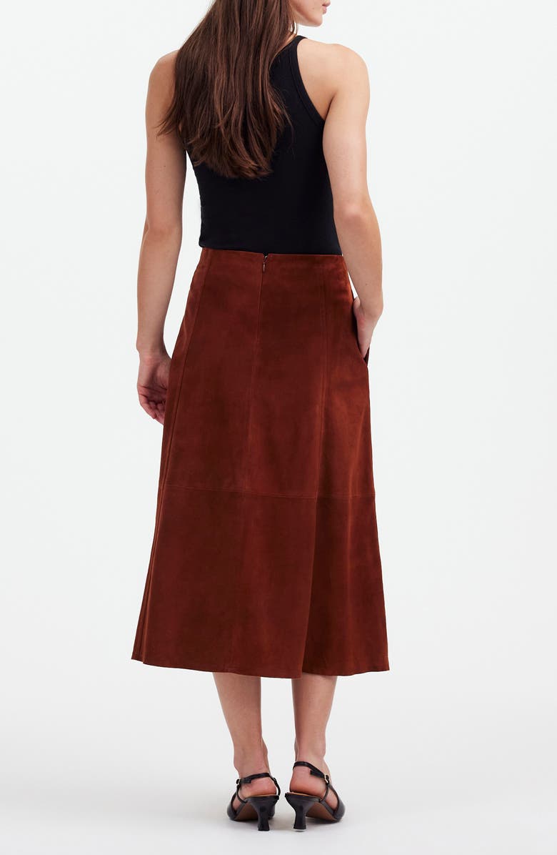 Madewell Seamed Suede Midi Skirt, Alternate, color, 