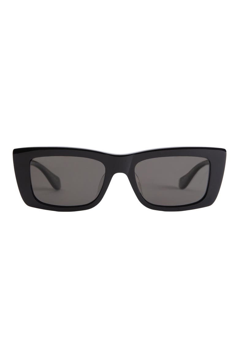 Kea 53mm Low Bridge Wide Width Polarized Square Sunglasses, Main, color, BLACK LAVA