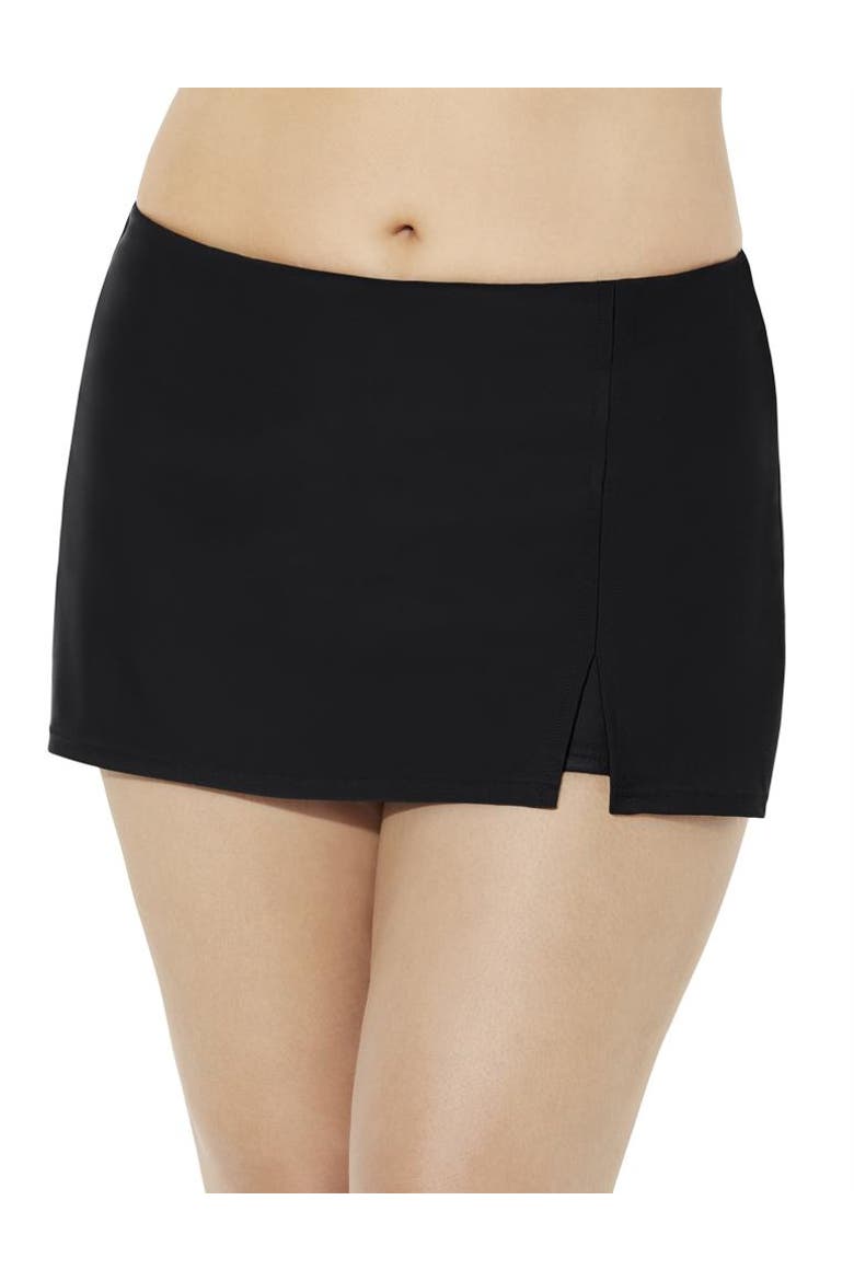 Side Slit Swim Skort, Main, color, Black