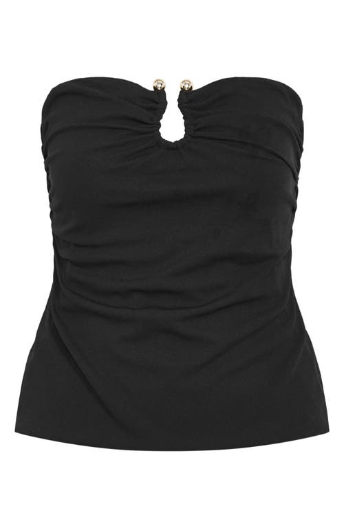 City Chic Lila Strapless Top In Black