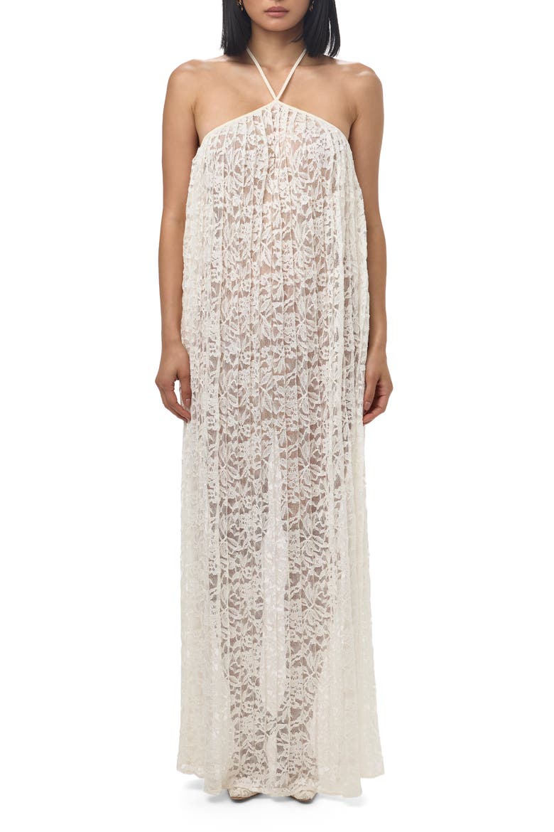Lace Halter Neck Maxi Dress, Main, color, WHITE