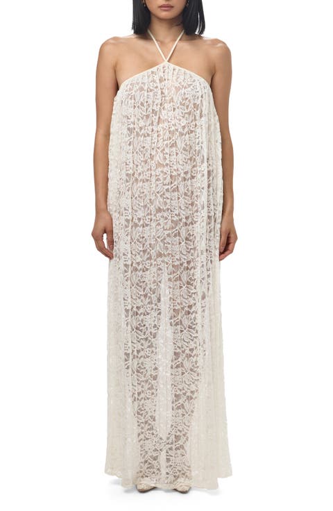 Lace Halter Neck Maxi Dress
