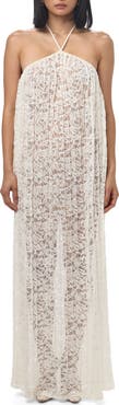 Naked Wardrobe Lace Halter Neck Maxi Dress