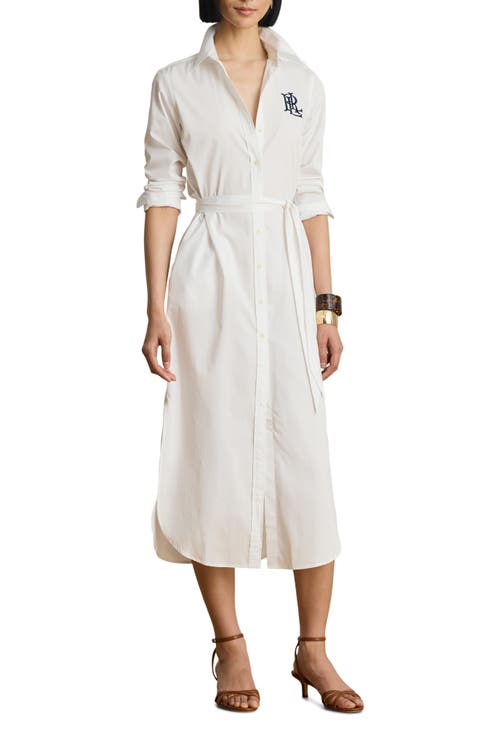 Amity Chest Logo Tie Waist Maxi Shirtdress