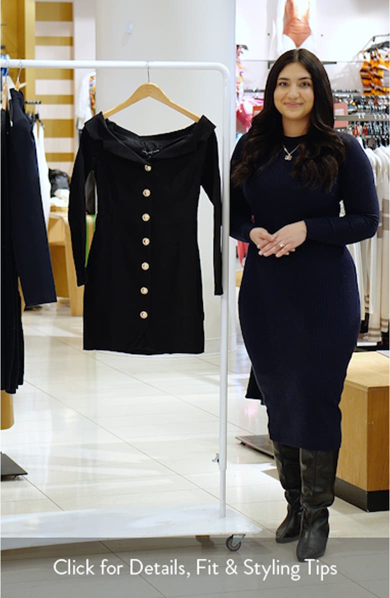 Off the Shoulder Long Sleeve Blazer Minidress, sales video thumbnail