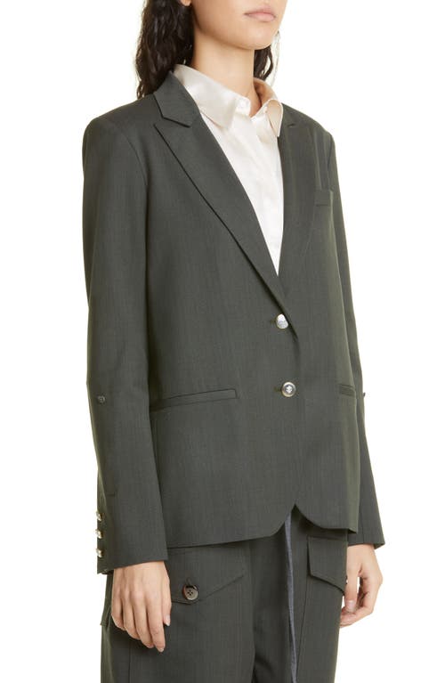 Twp Boyfriend Stretch Wool Blazer In Green