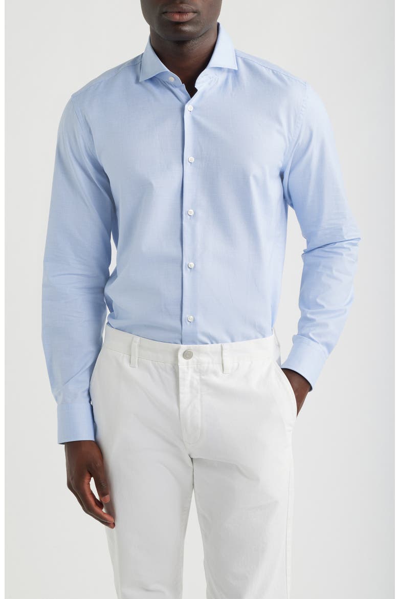 Hank Slim Fit Light Blue Cotton Dress Shirt, Main, color, LIGHT/ PASTEL BLUE