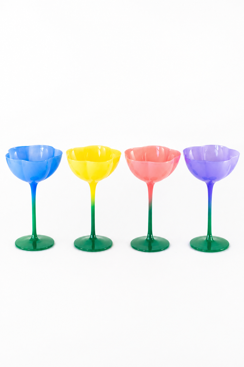 Ombre Flower Coupes, Assorted Colors, Set of 4, Alternate, color, Multi