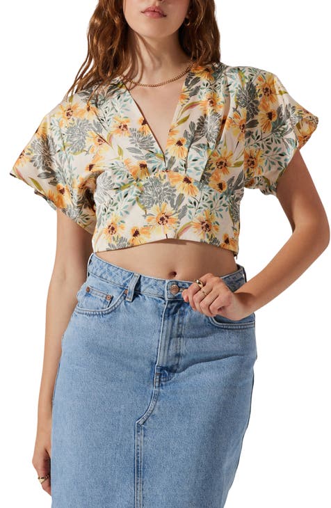 Tie Back Crop Satin Blouse