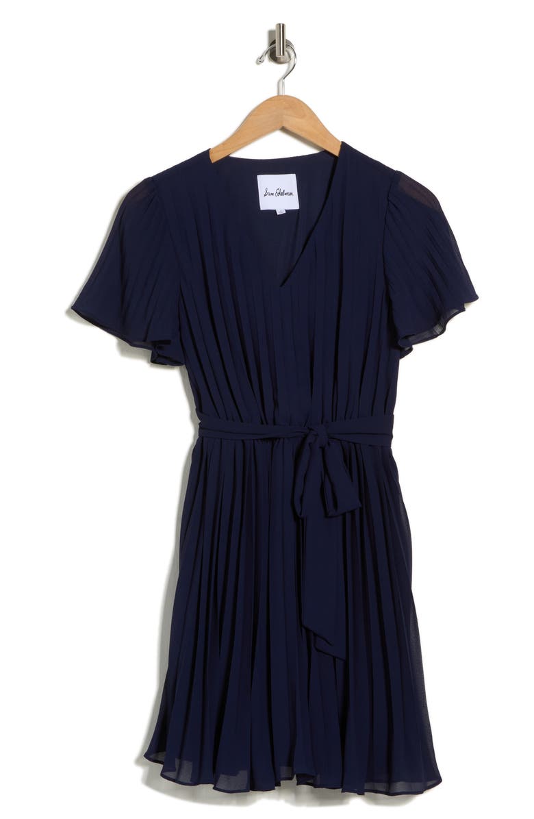 Sam Edelman Short Sleeve Pleated Minidress, Alternate, color, Navy