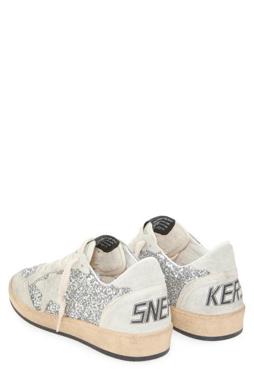Golden Goose Ball-star Glitter Low-top Sneakers In Silver/ice