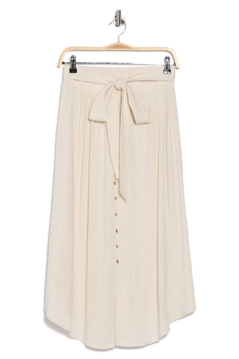 Tie Waist Midi Skirt, Alternate, color, LINEN