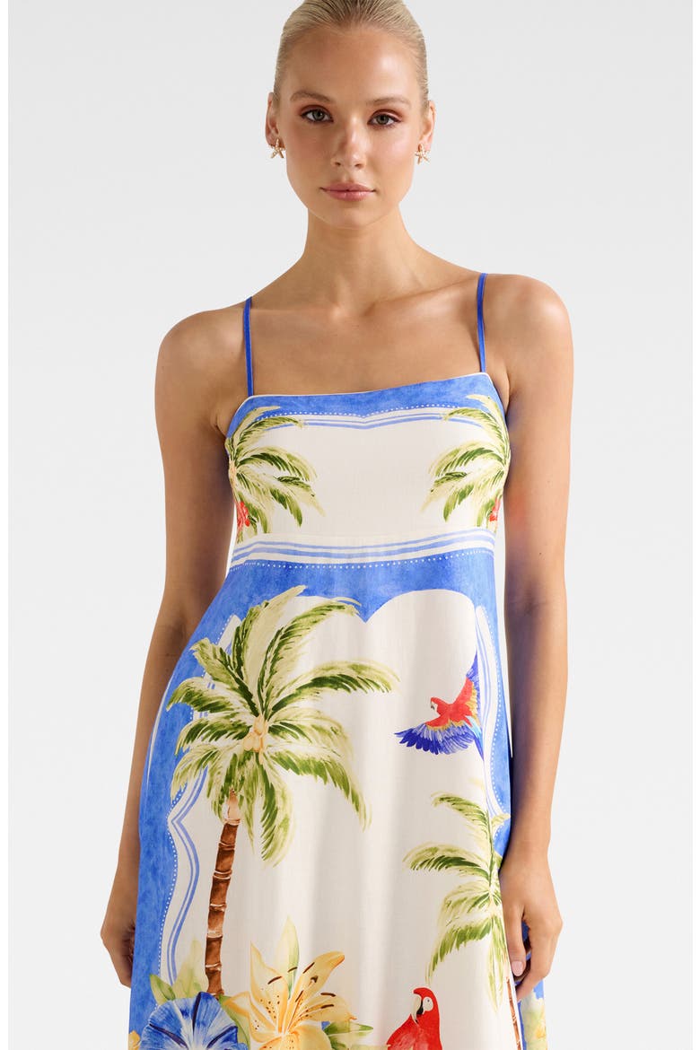 Bianca Mixed Print Linen Blend Dress, Alternate, color, ANTIGUA HOLIDAY