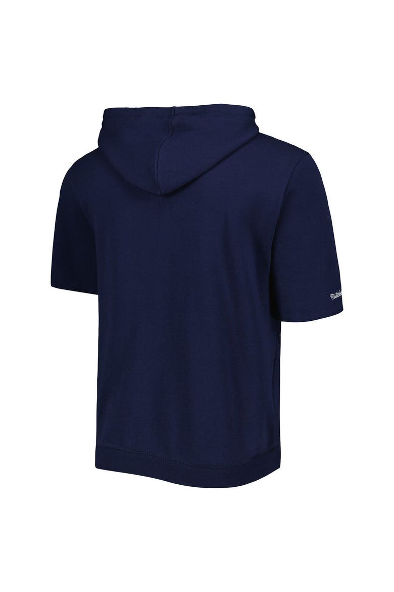 Men's Mitchell & Ness Navy Boston Red Sox Cooperstown Collection Washed Fleece Pullover Short Sleeve Hoodie, Alternate, color, Navy