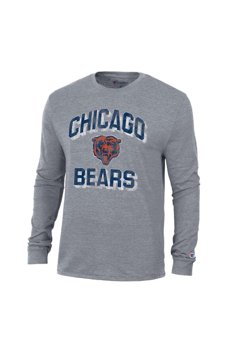 Men's Champion Charcoal Chicago Bears Ultimate Tri-Blend Long Sleeve T-Shirt, Main, color, Charcoal