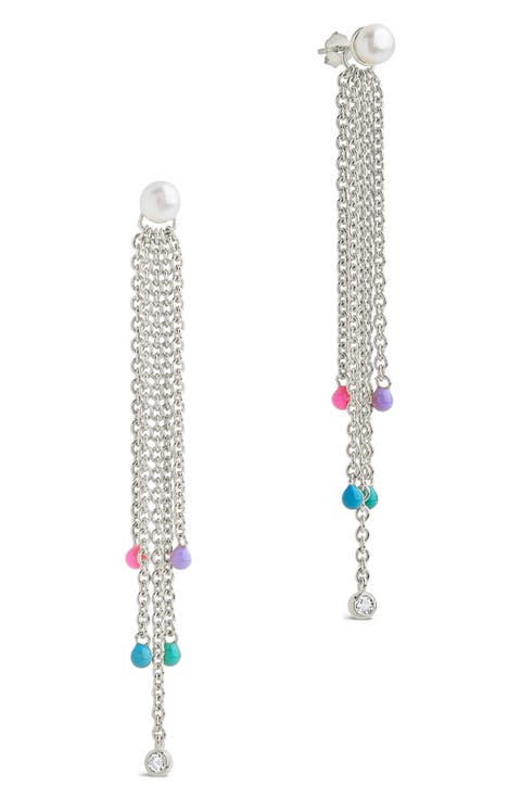 Delmare Imitation Pearl Linear Drop Earrings