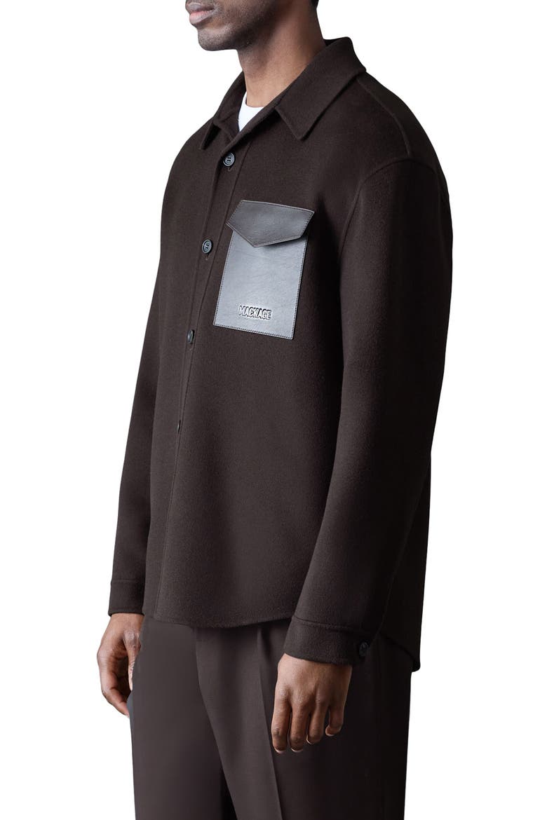 Emmanuel Double Face Wool Overshirt, Alternate, color, COFFEE