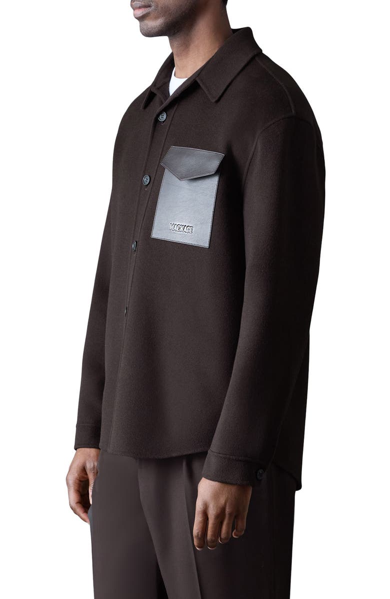 Mackage Emmanuel Double Face Wool Overshirt, Alternate, color, Coffee