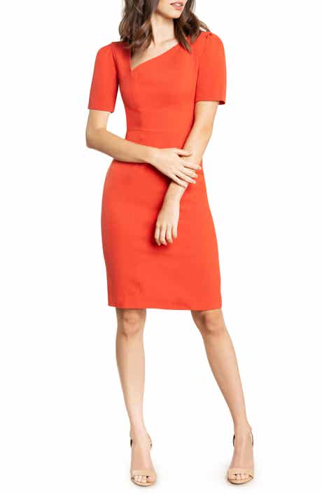 Dress the Population Ruth Asymmetric Neck Midi Dress