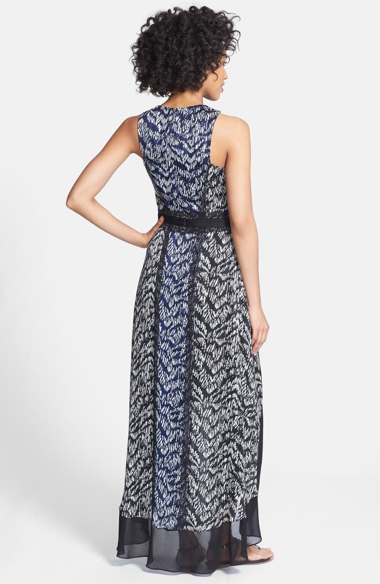 Ivy & Blu Ikat Print High/Low Chiffon Maxi Dress, Alternate, color, 