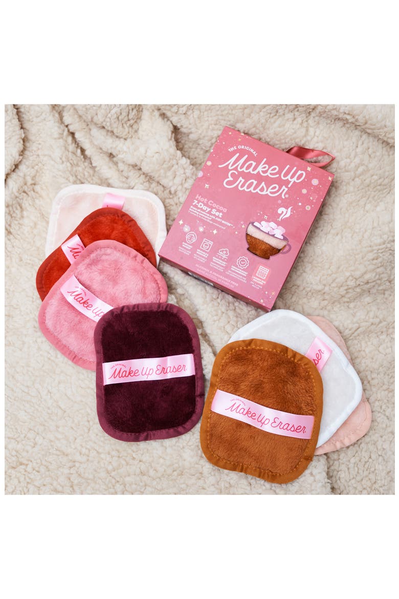 7-Day Hot Cocoa MakeUp Eraser Set with Laundry Bag, Alternate, color, HOT COCOA