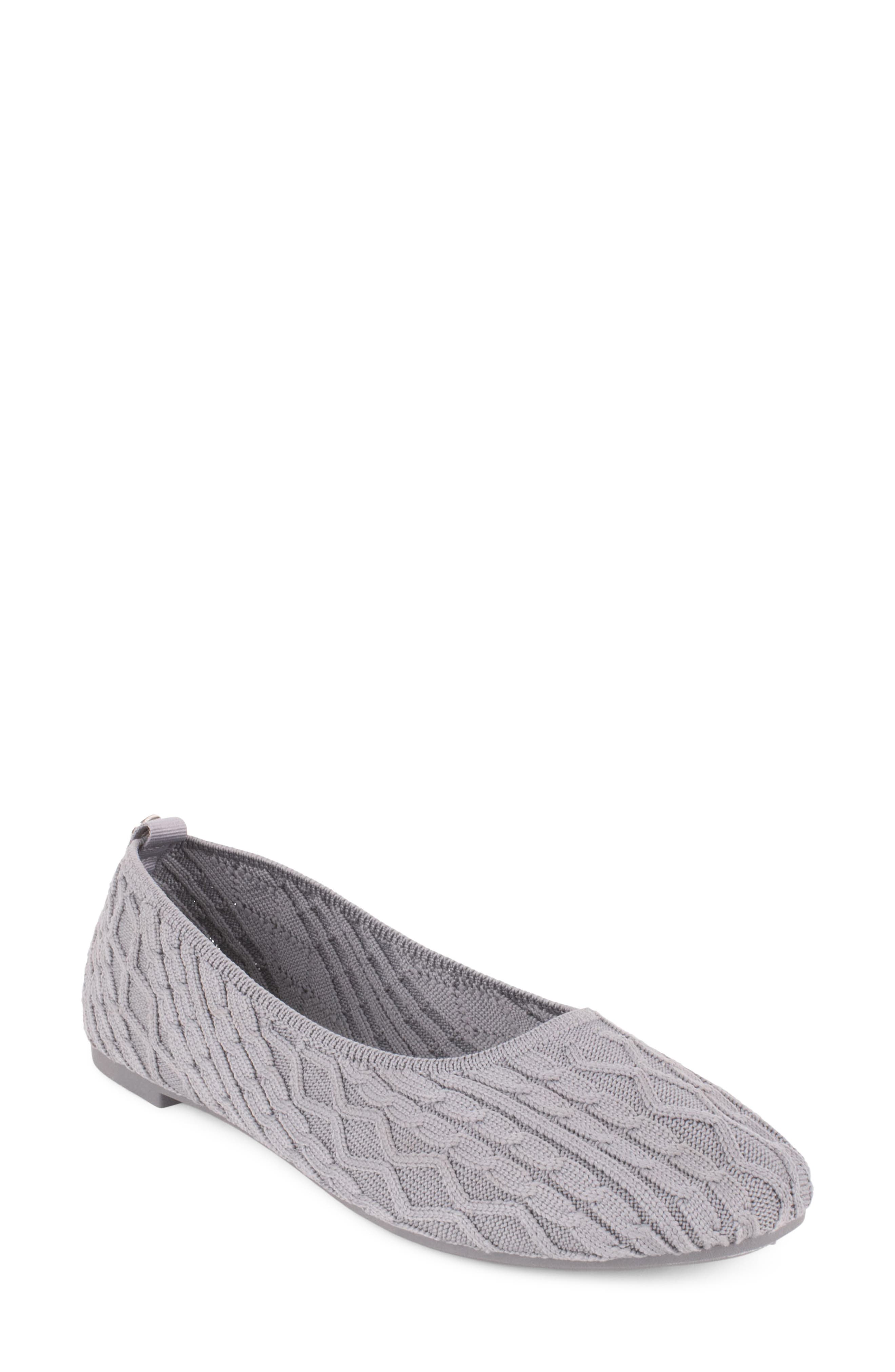 Cannes Cable Knit Ballet Flat, Main, color, GREY