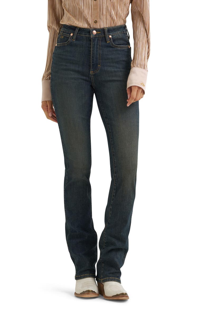 Western High Waist Straight Leg Jeans, Main, color, DARK DENIM