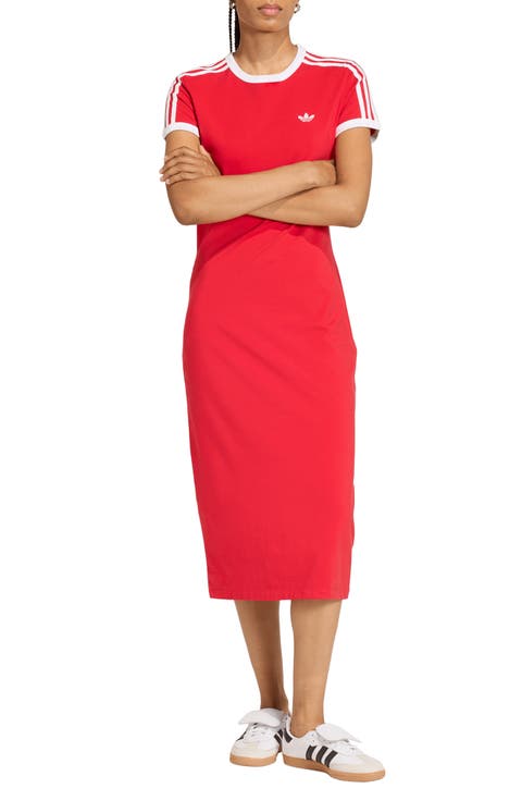 3-Stripes Stretch Cotton Midi Dress