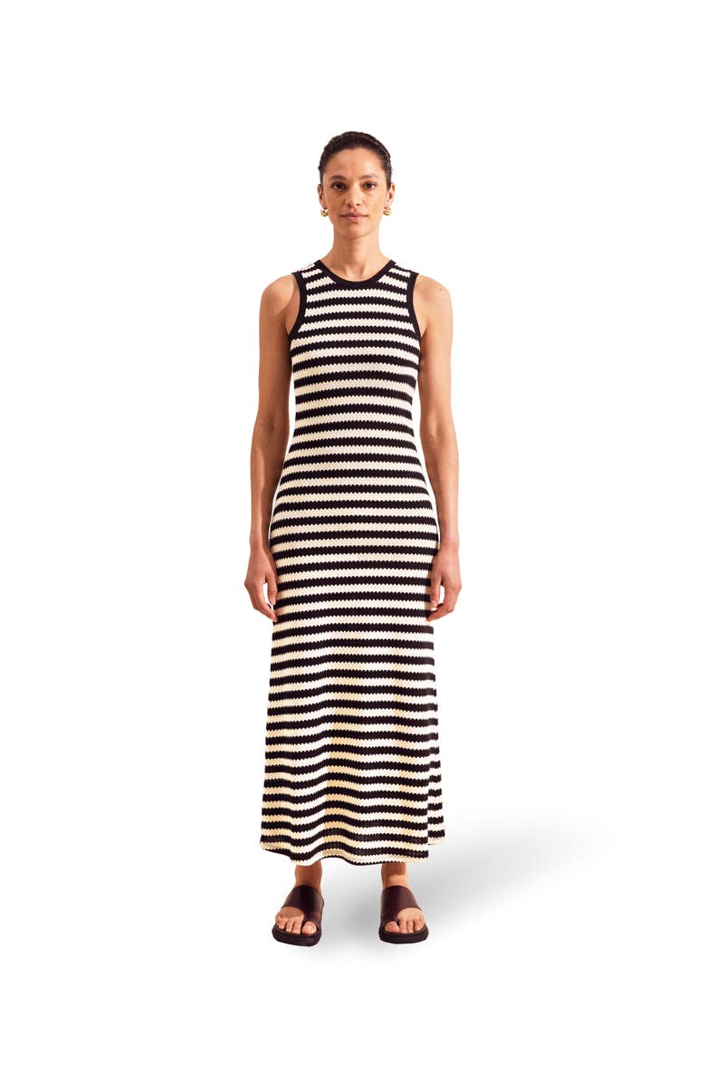 Ro&Zo Mono Stripe Knit Midi Dress, Main, color, Black