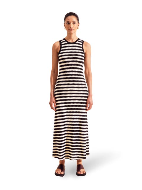Mono Stripe Knit Midi Dress